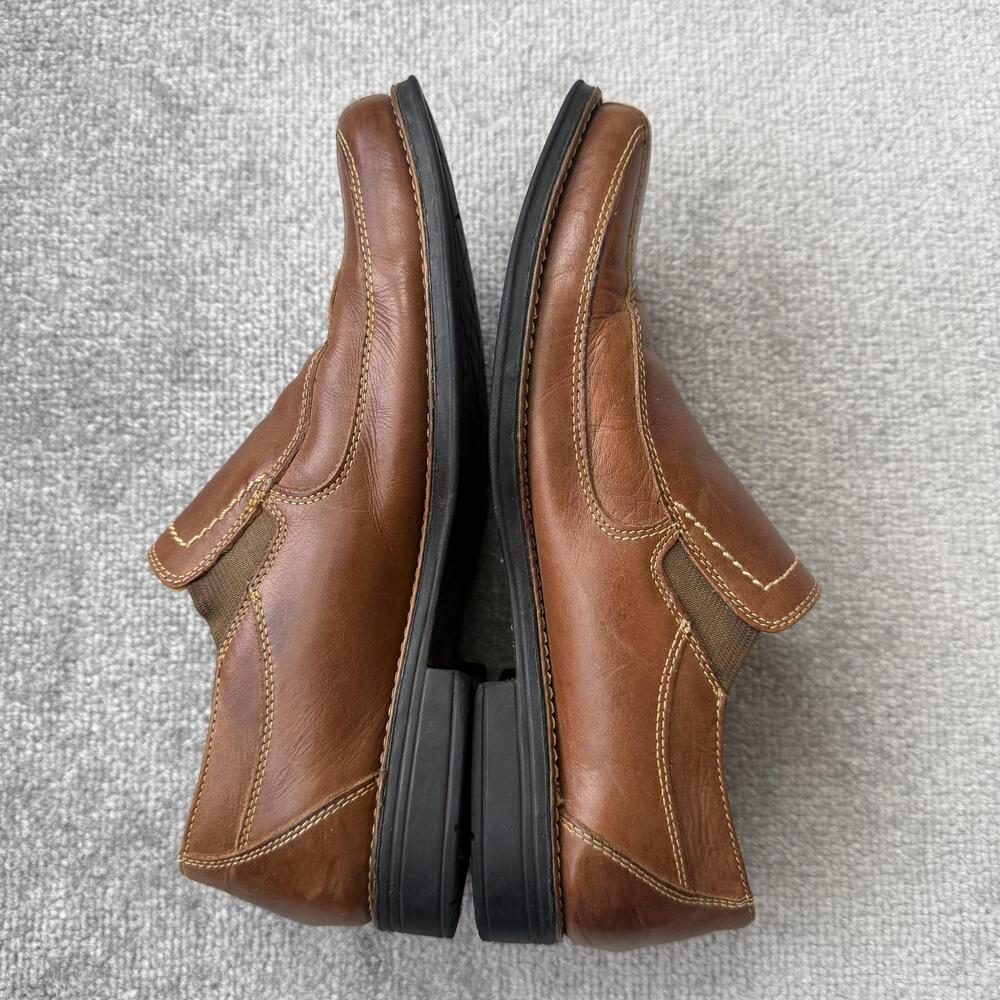 Sandro Shoes Mens Size 9.5 Brown Leather Slip On Comfort Loafers Square Toe - Picture 10 of 15